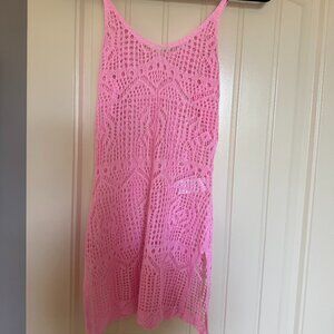 Pink Crochet Swimsuit Coverup